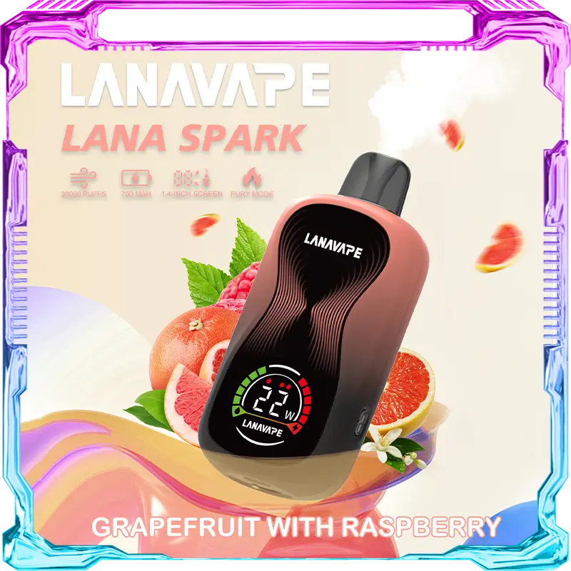 LANA SPARK GRAPEFRUIT WITH RASPBERRY disposable vape 30000 puffs device with screen