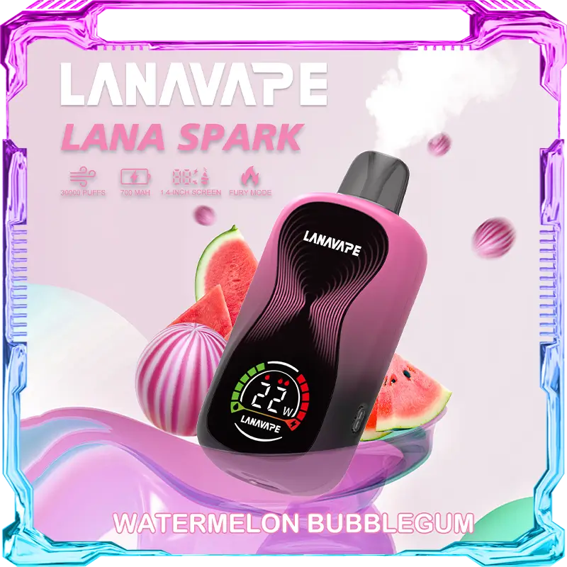 LANA SPARK WATERMELON BUBBLEGUM disposable vape 30000 puffs device with screen